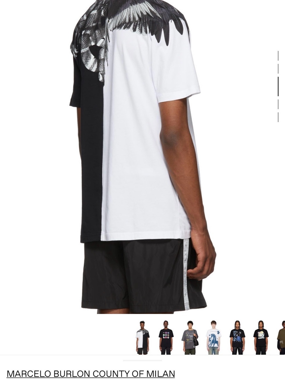 Marcelo Burlon County of Milan Black & White Split Wing Graphic Tee